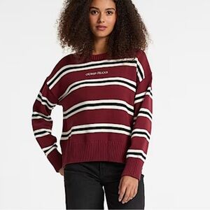 NWT Women’s GUESS Sweater Size Large Burgundy Striped Long Sleeve MSRP‎ $89